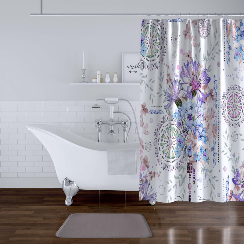 Blue Dream Floral Shower Curtain, 70" H x 71" W
