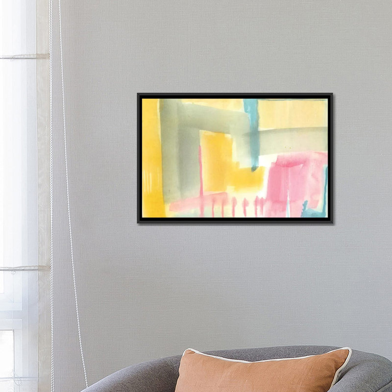 « pastel luxe ii », reproduction sur toile, H 18 po x l 26 po x P 1,5 po, Toile avec cadre noir, Pas de tapis