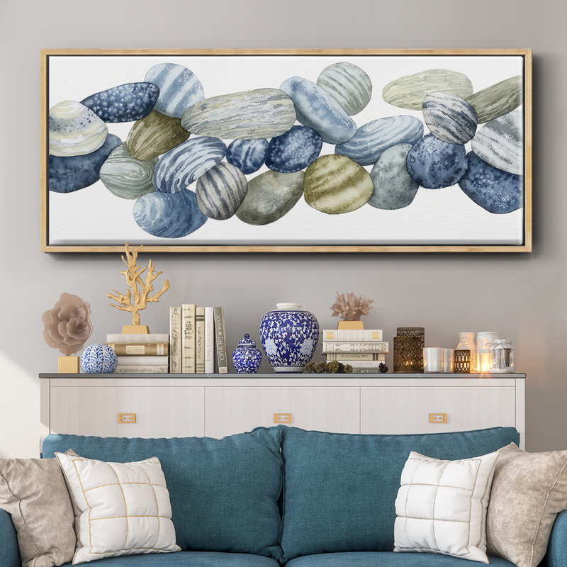 Found Pebbles III- Framed Canvas, 24" H x 60" W