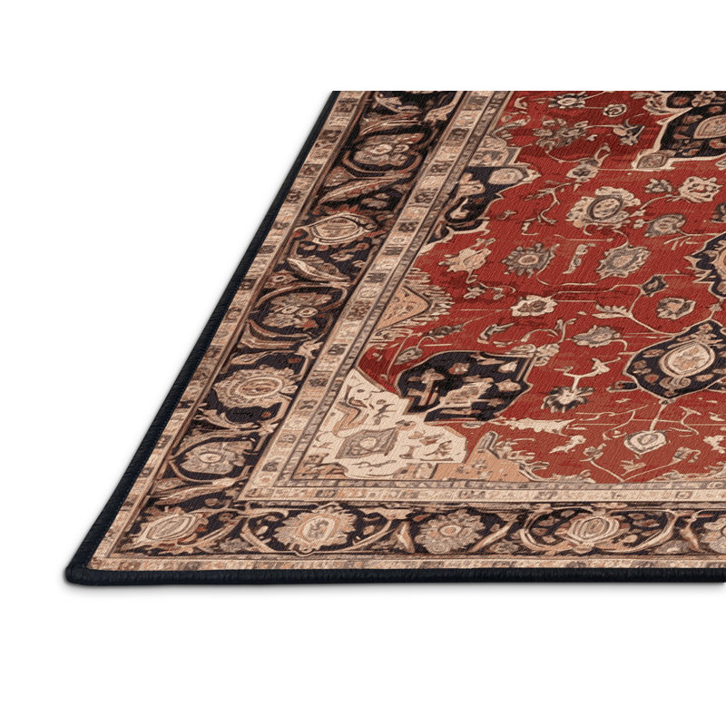 Tapis brun lavable à la machine, Rond 3 pi