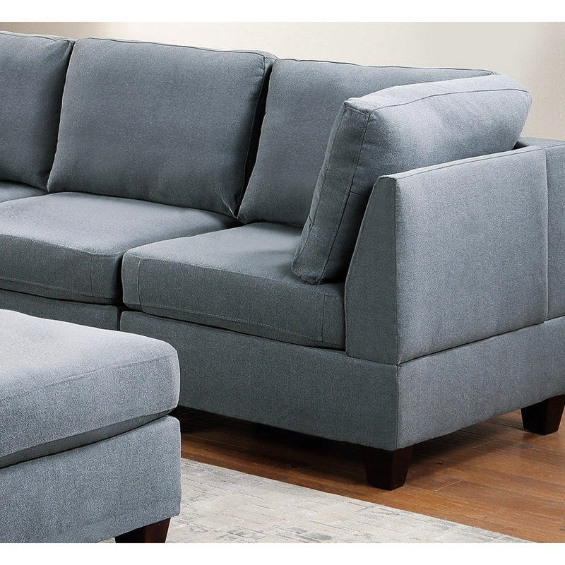Salon modulaire gris avec coussins 6 pièces