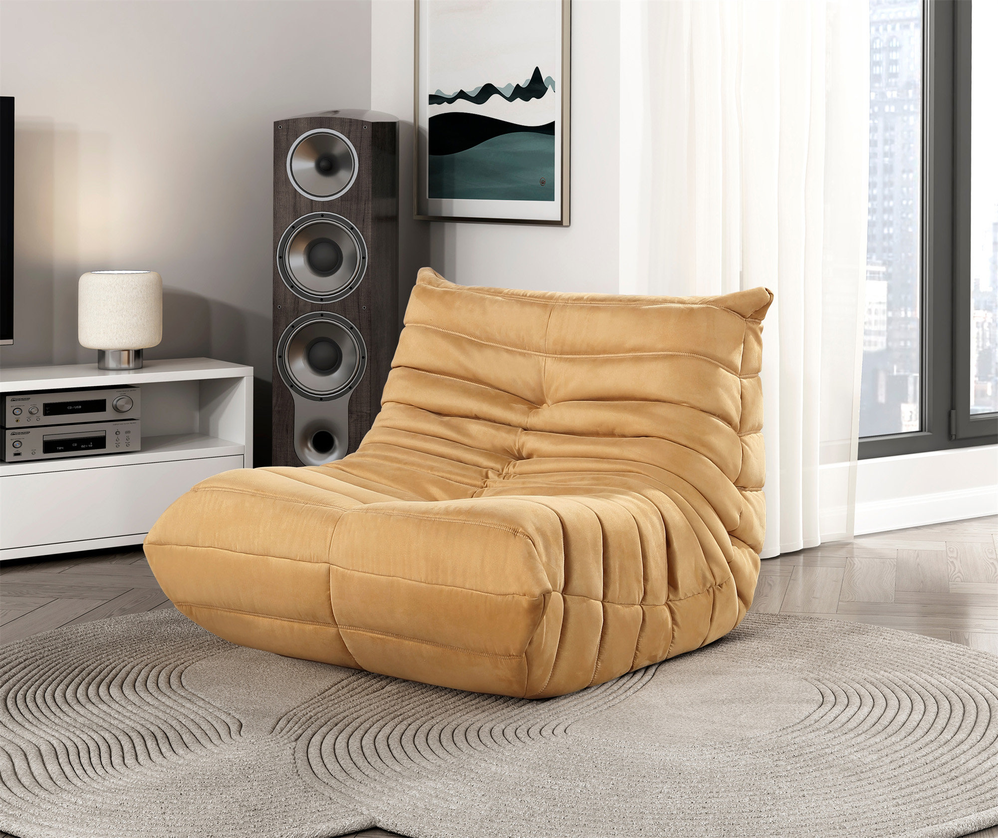 17 Stories Luxury Accent Chair Tufted Microfiber Comfy Chair Living ...