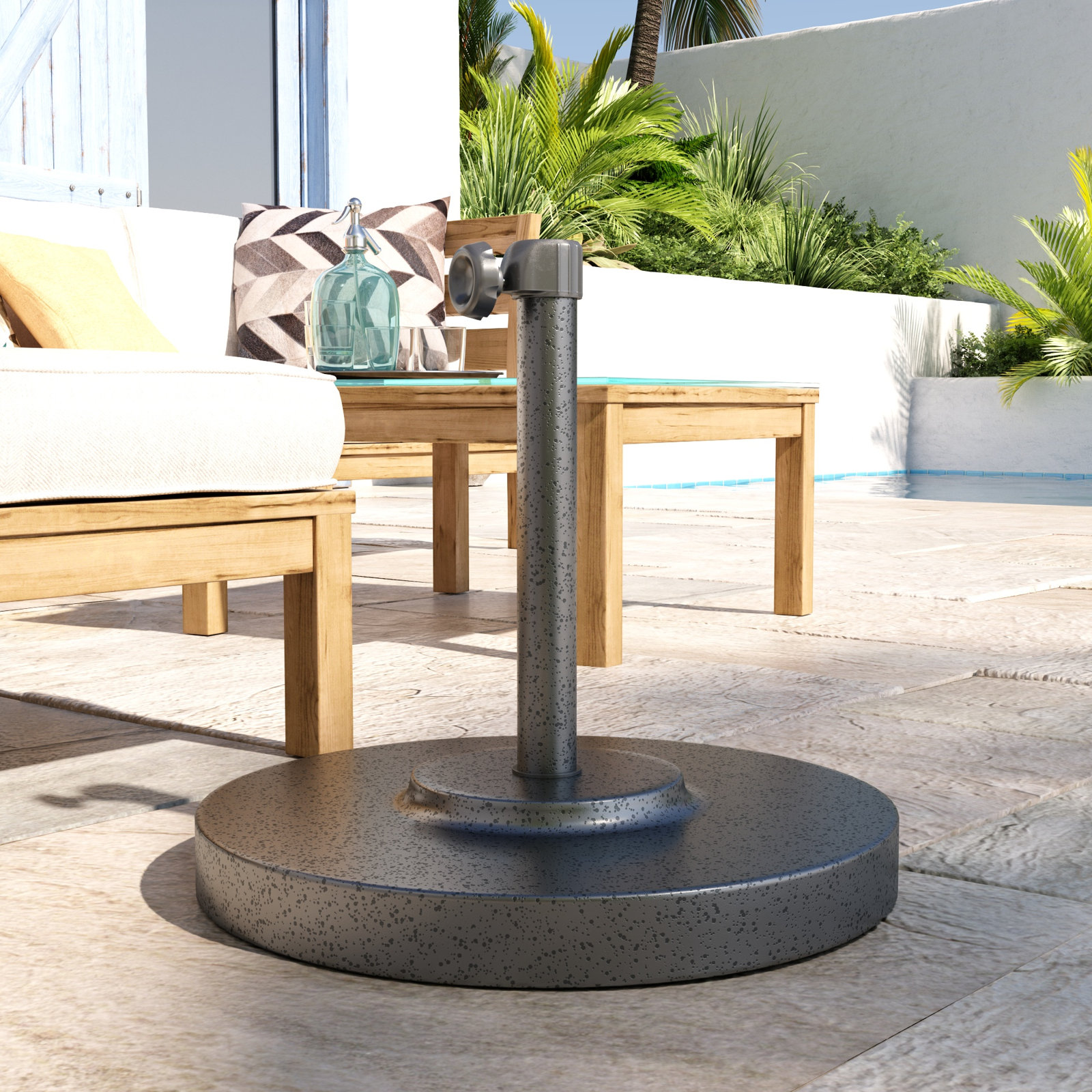 Roksana Steel Umbrella Base, Gray