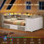 Lit de jour simple, lit d'angle plateforme en métal avec bibliothèque intégrée, tête de lit escamotable, 9 tiroirs, éclairage DEL et borne de recharge-1029818764-1029818767