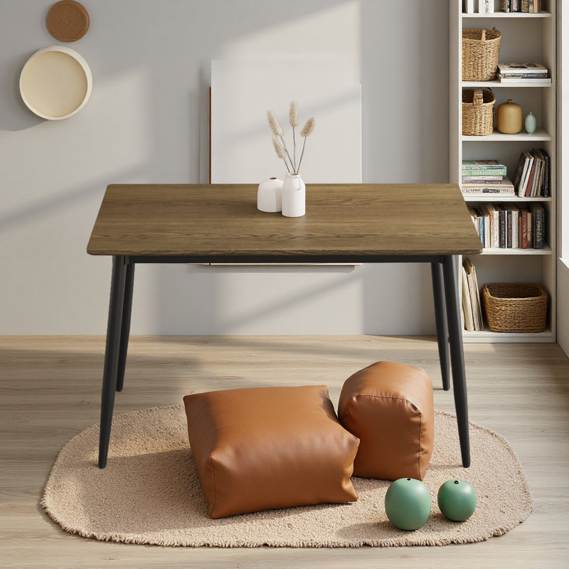Table de salle à manger moderne minimaliste en bois aggloméré, table de salle à manger élégante, table de salle à manger de cuisine, robuste et durable, facile à assembler, pieds en métal noir