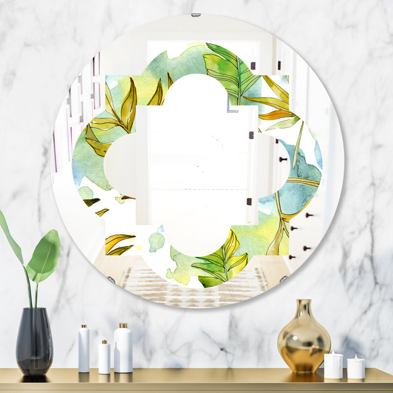Miroir mural Quatrefoil Coastal, 31,5 po x 31,5 po, Feuillage tropical