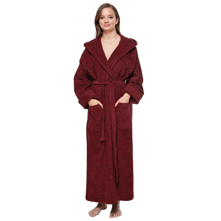 Loungeable Satin Paisley Print Dressing Gown - Burgundy