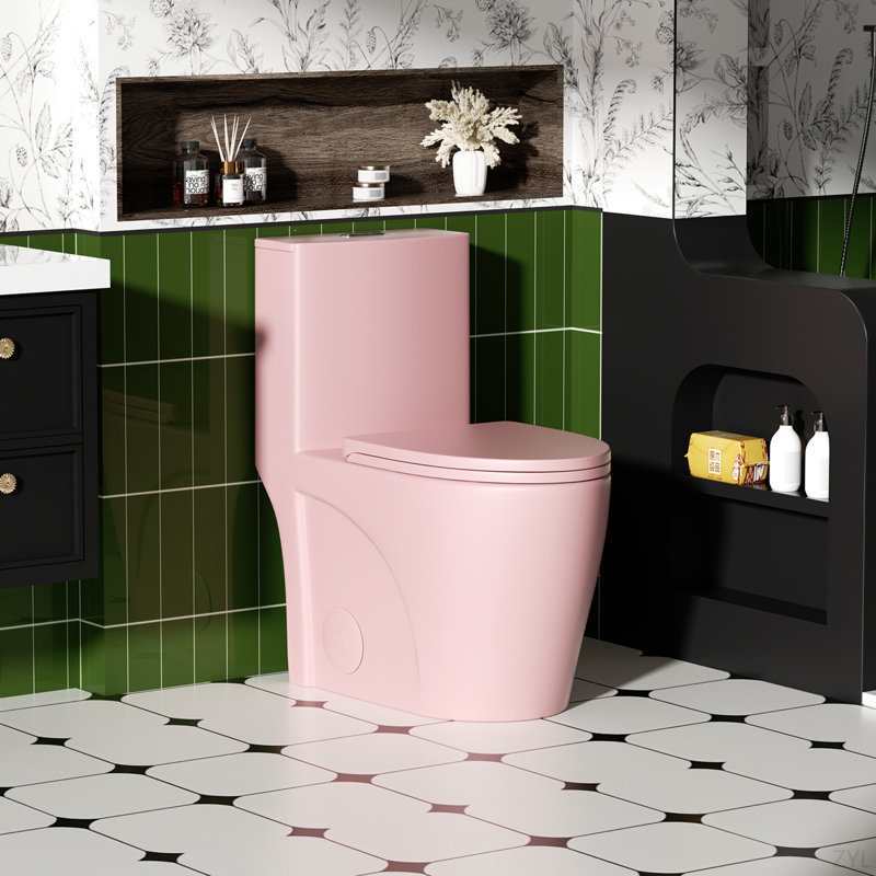 1.1/1.6 GPF Tornado Flush One-Piece Toilet For Bathrooms,Siphonic S-Trap 12",Elongated Bowl With Soft Close Seat,Powerful Dual Flush MAP 1000G,Comfort Chair Seat ADA Height 17"