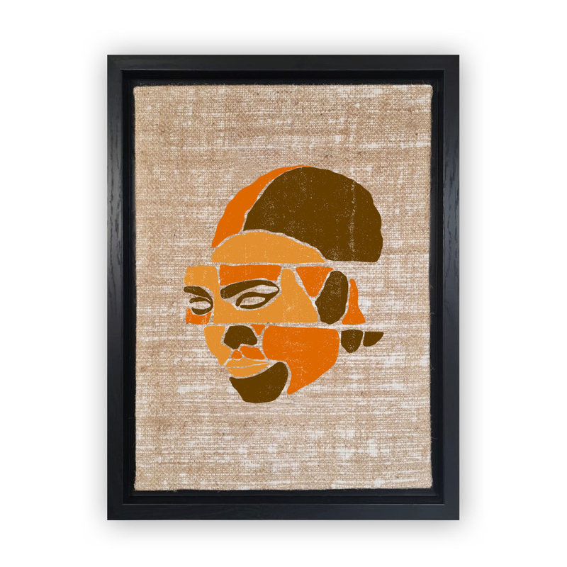 Peinture décorative sur toile, H 26 po x l 18,1 po, Orange/brun, Noir