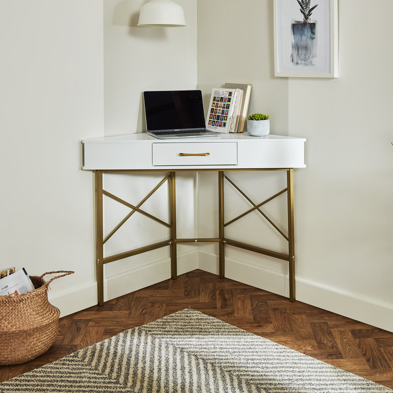 Agna Corner Writing Desk, White