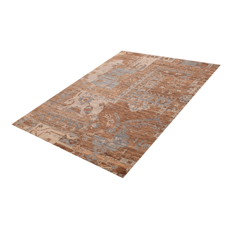 Tapis unique noué à la main brun mystique 6 pi 6 po x 9 pi 11 po One Of Kind