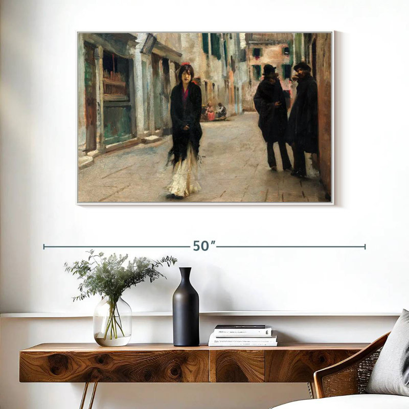Rue à Venise 1882, Cadre flottant blanc, 40 po x 27 po