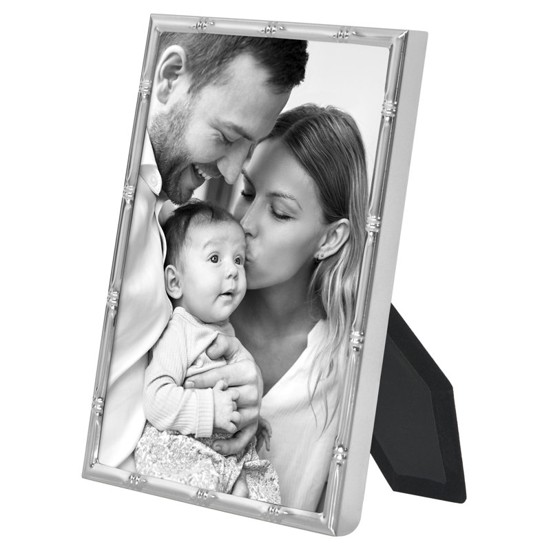 Cadre photo avec moulures de style bambou et verre incassable - pour une présentation sur table ou au mur, Argent argent