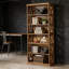 Bibliothèque classique en bois avec tablettes élégantes, conception autoportante robuste pour la maison et le bureau