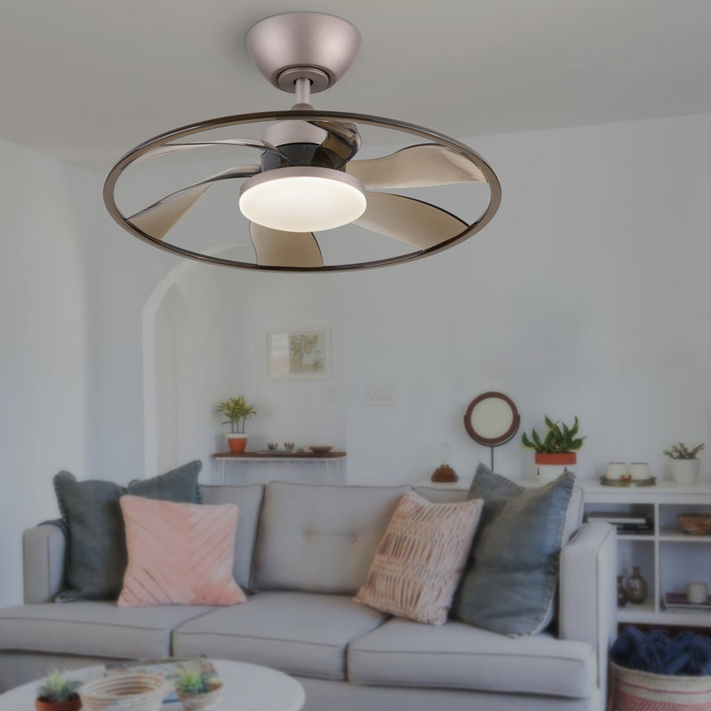 Light Pro 22 po Ventilateur de plafond intelligent à DEL avec télécommande pour café, Café