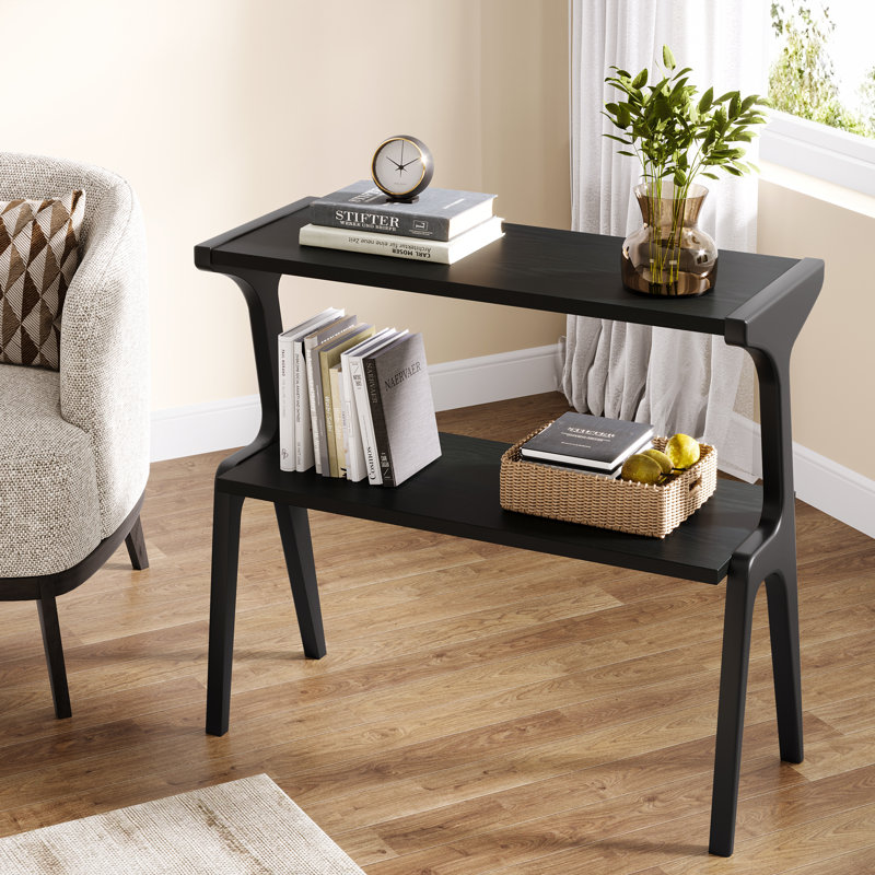 Side Table with Storage, Black