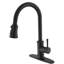 Robinet de cuisine noir mat monocommande à grande arche avec tirette, acier inoxydable, débit de 1,8 gallon par minute, acier noir facile à utiliser, poignée, arc, installation et utilisation