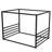 Queen Size Black Metal Floor Bed Frame with Fence Guardrails, Low Platform Modern Bed with Canopy Frame