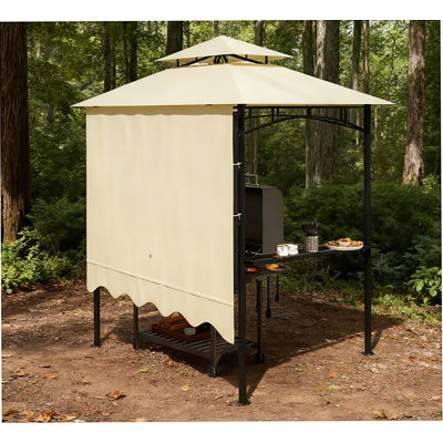 Abri de barbecue pratique, abri de jardin extérieur, avec auvent latéral, tablettes latérales et crochets
