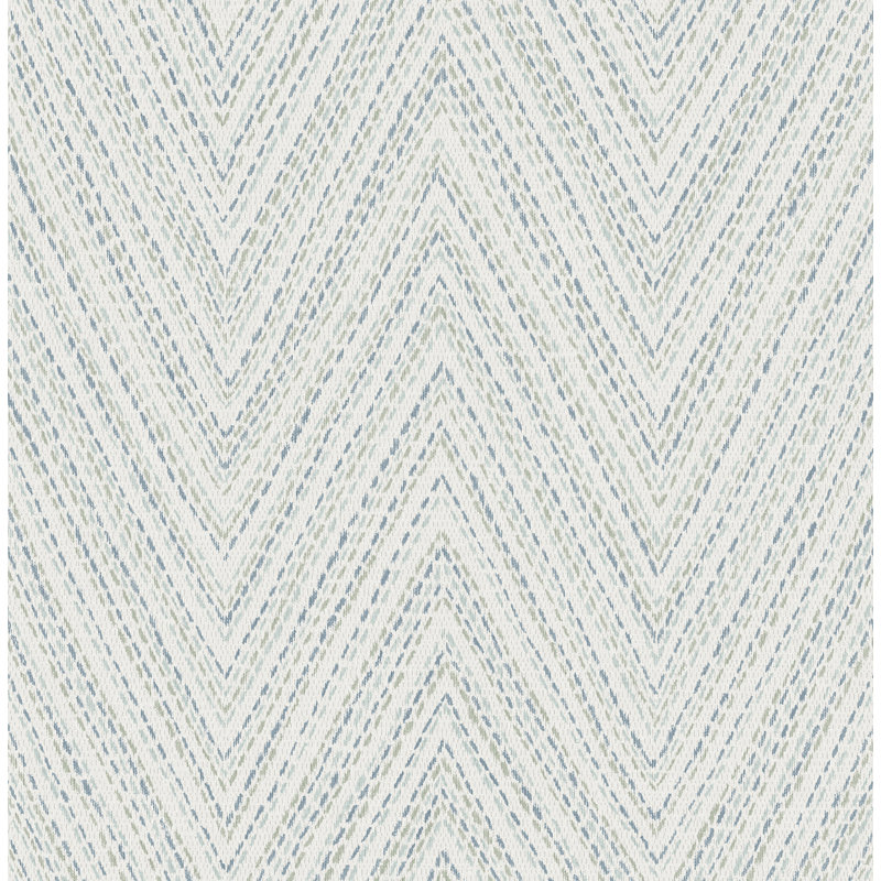 Papier peint à chevrons cousus Lainey, Bleu