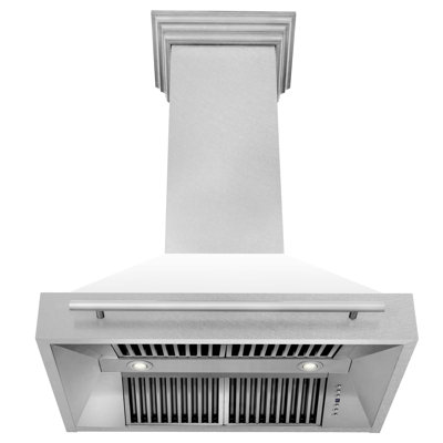 ZLINE 36 in. Satin Stainless Steel Wall Mount Range Hood with Shell and Stainless Steel Handle