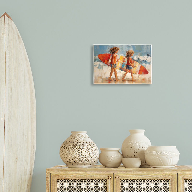 Art mural Kids with Surfboard par Petal Prints Design, H 10 po x l 15 po