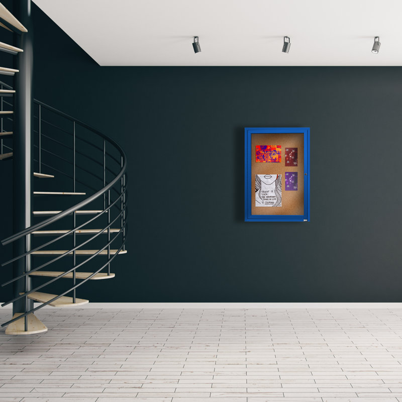 Tableau d'affichage mural fermé, H 36 po x l 24 po, Bleu royal