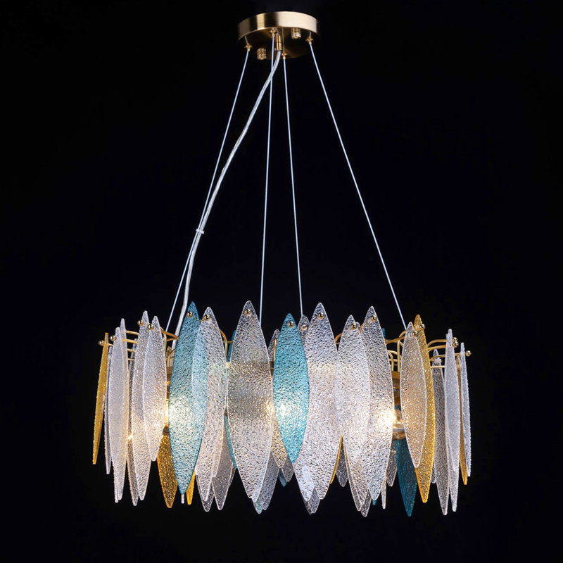 Lustre en cristal Mid-Century moderne à 8 lumières à intensité variable