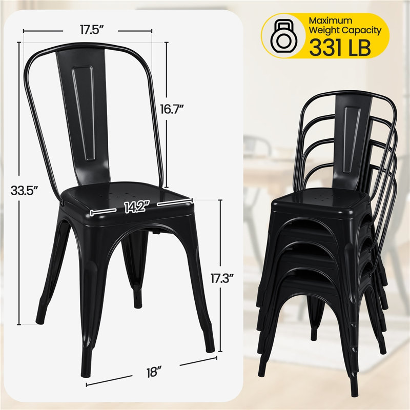 Tabouret court 18 po Clogh, Noir