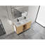 Ensemble de meuble-lavabo autoportant 48 po avec double lavabo en résine, porte à fermeture en douceur 2 et support de rangement à 3 ouvertures, emballage KD, contreplaqué-121086345