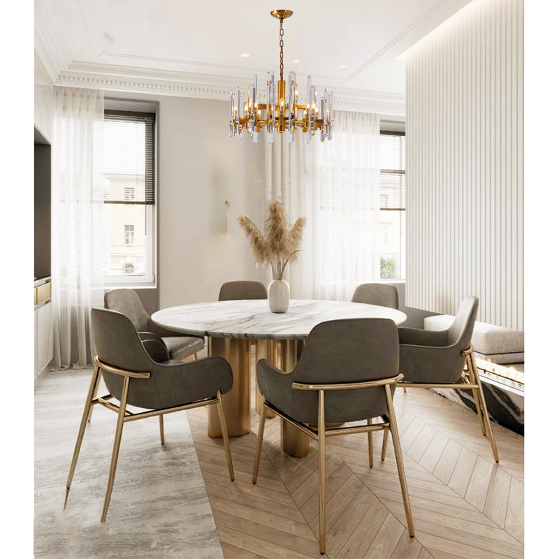 Lustre en cristal 12 lumières Transitional, Doré