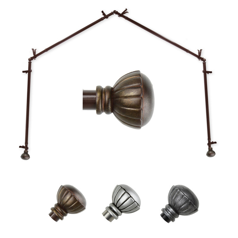 Tringle à rideaux simple 4 côtés Yusuf, Cacao, 18 po à 28 po (chaque côté)
