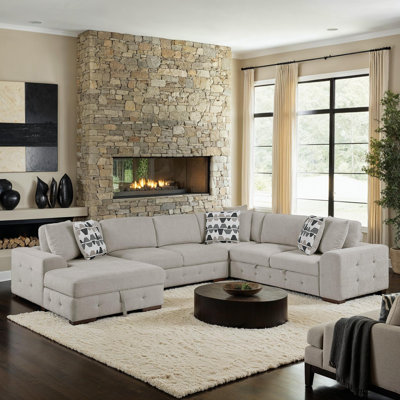 Odesser 4-Piece Chenille Sectional Sofa Sleeper with Chaise