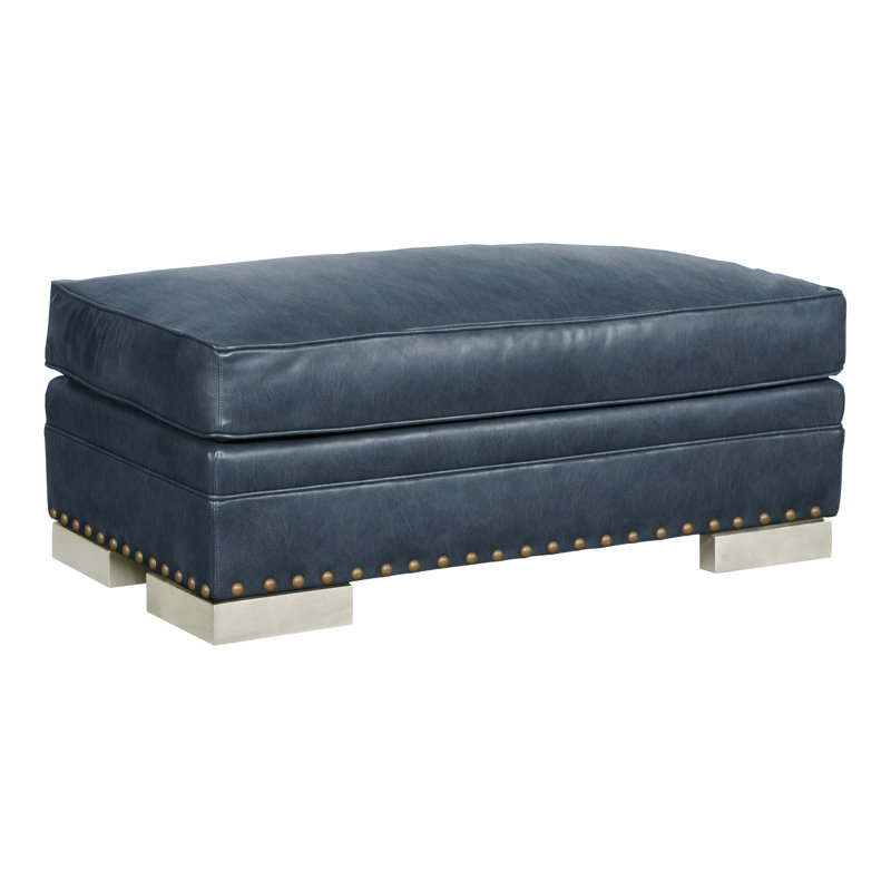 Riverside Upholstered Ottoman, Wrenn, Saloon Jeans Genuine Leather, No