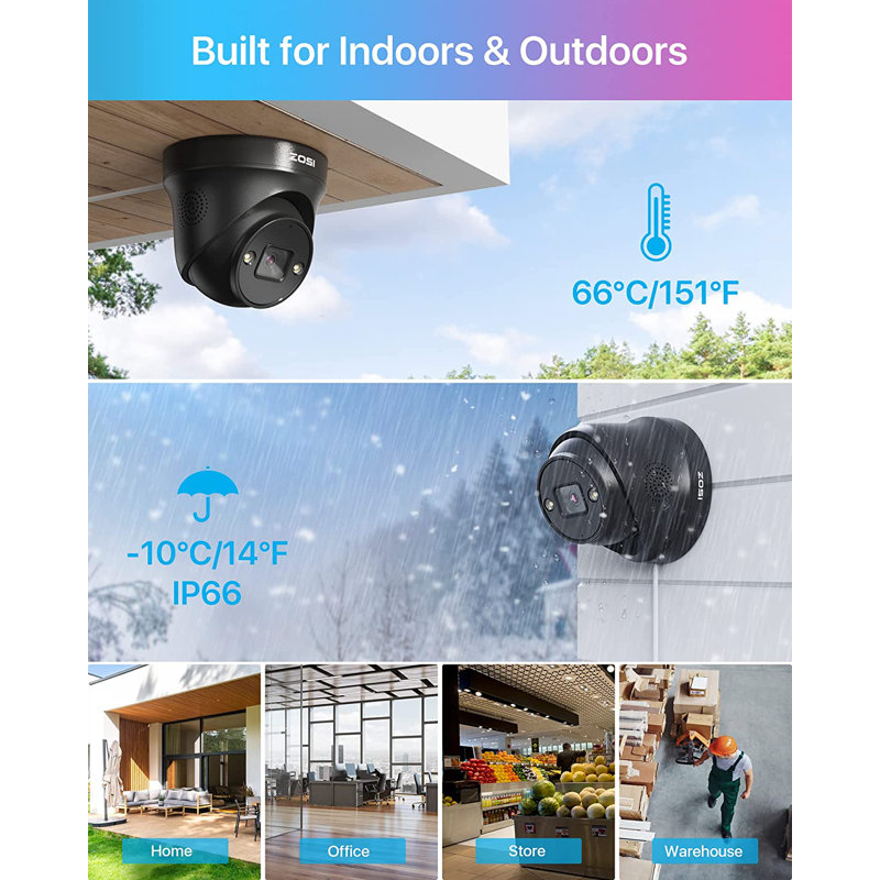 4K 8CH PoE NVR Security Camera System 2TB HDD, 8MP POE Cameras Outdoor with Spotlight, 2-Way Audio
