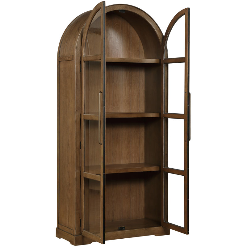 Armoire de rangement en bois massif et placage de chêne Corva, Brun