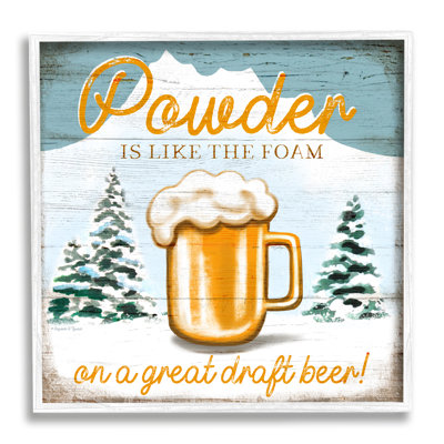 " Powder Like Foam Phrase Winter Mountain Beer Glass " by Elizabeth Tyndall