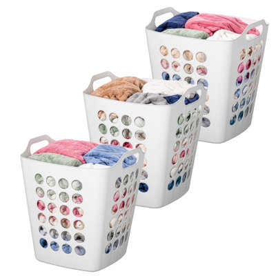 Flexible Plastic Laundry Basket - Square Storage Hamper With Side Handles For Easy Carrying - Versatile Organizer For Laundry, And Household Storage, 50 Litter
