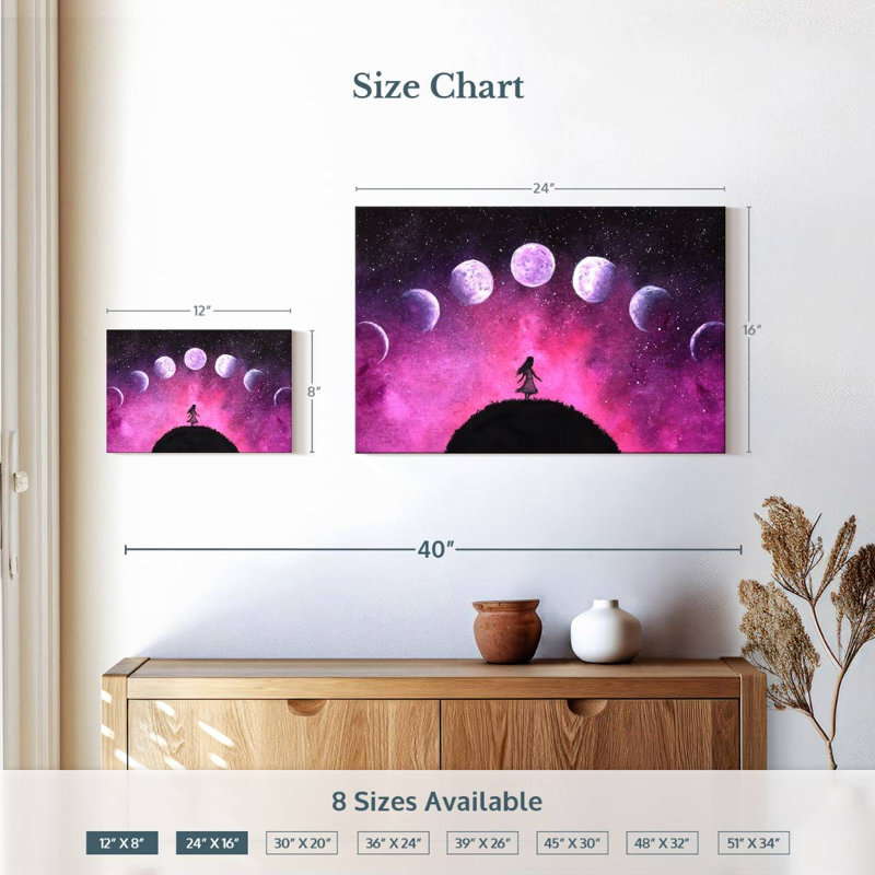 Oberle Dreamy Moon Phases, 16" H x 24" W