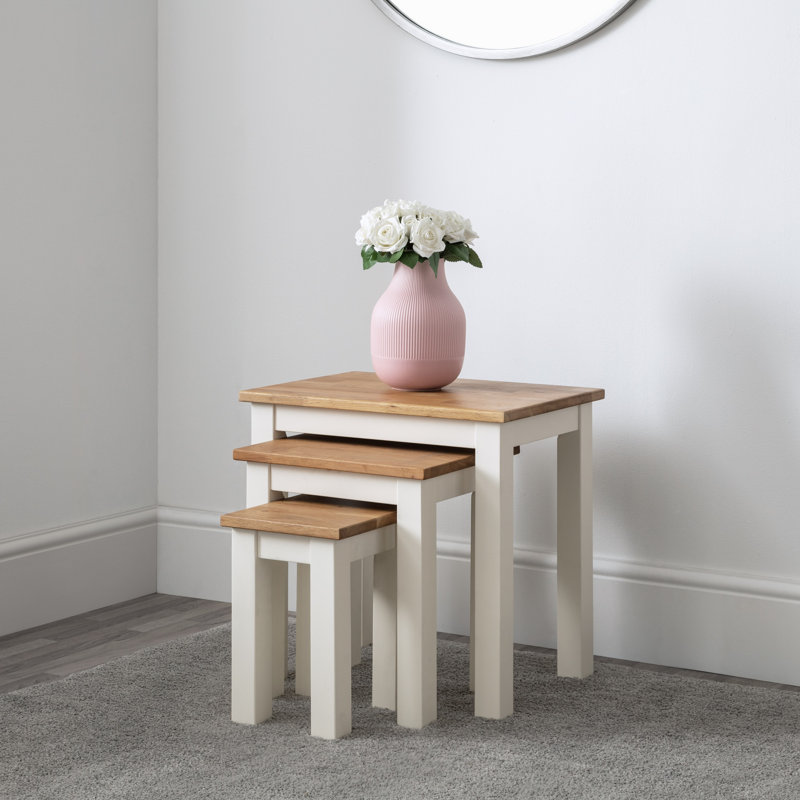 Carmel Solid Wood Nesting Tables, Ivory