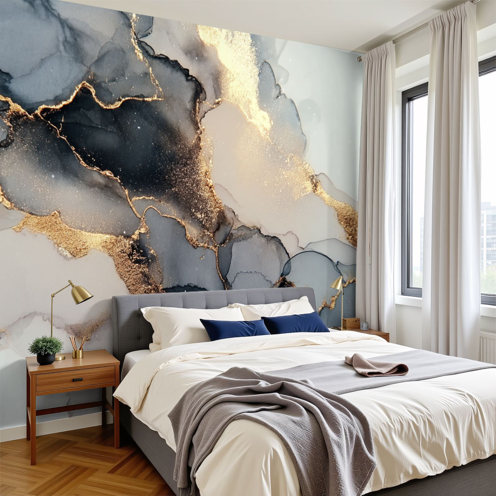 Red Barrel Studio Peel and Stick Wallpaper Luxury abstract fluid art ...