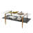 Glass Coffee Table, Rectangle Living Room Center Table With Golden Legs, Mid-century Modern Accent Tables With Open Shelf For Living Room, Office, Black-18055557