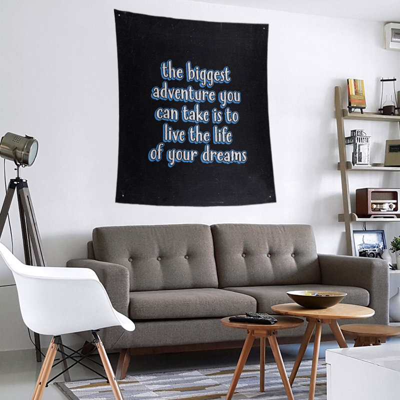 Tapisserie tableau noir en polyester le plus grand de la citation adventure, H 27,5 po x l 37,5 po, Bleu