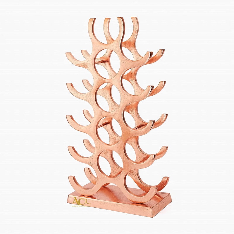 Anira 15 Bottle Tabletop Wine Bottle Rack, Rose Gold