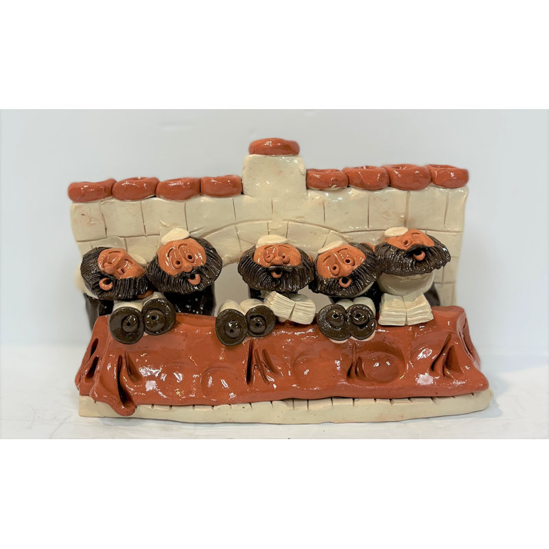 Figurine de rabbin en céramique fabriquée à la main sur table Judaica