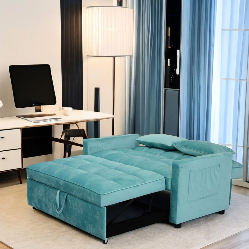 Lit convertible en velours avec ports et douceur moelleuse