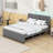 Wood Upholstered Platform Bed with Trundle and Headboard-45343382-45343385