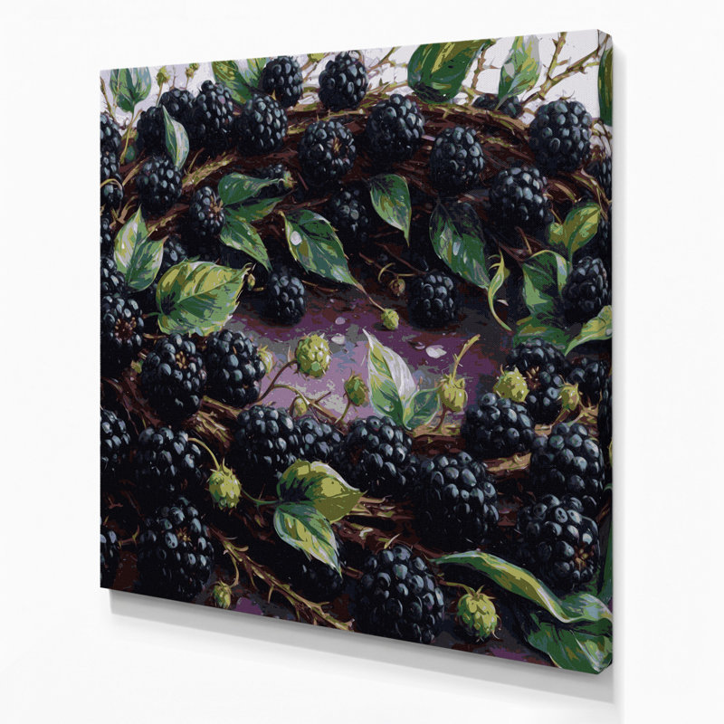 Fruit Raspberry Black Purple Canvas Wall Art, 12" H x 12" W
