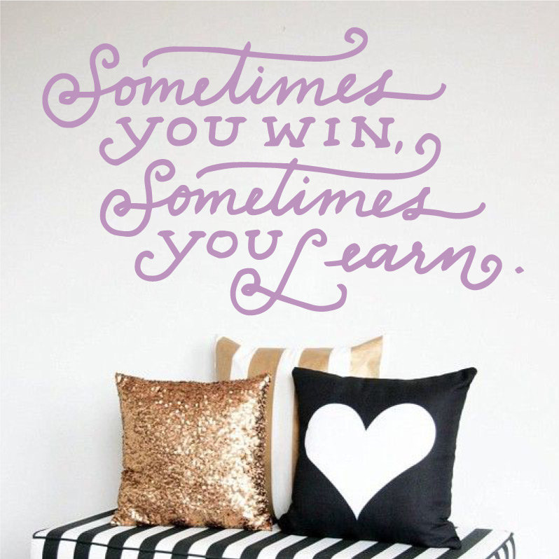 Décalcomanie murale parfois citation "win, H 21 po x l 35 po x P 0,01 po, Lilas