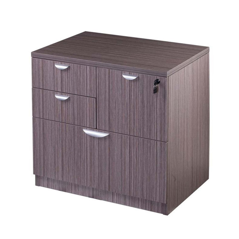 Ley 4 Drawer Lateral File Cabinet, Driftwood Gray Office Storage, Driftwood Gray/Chrome
